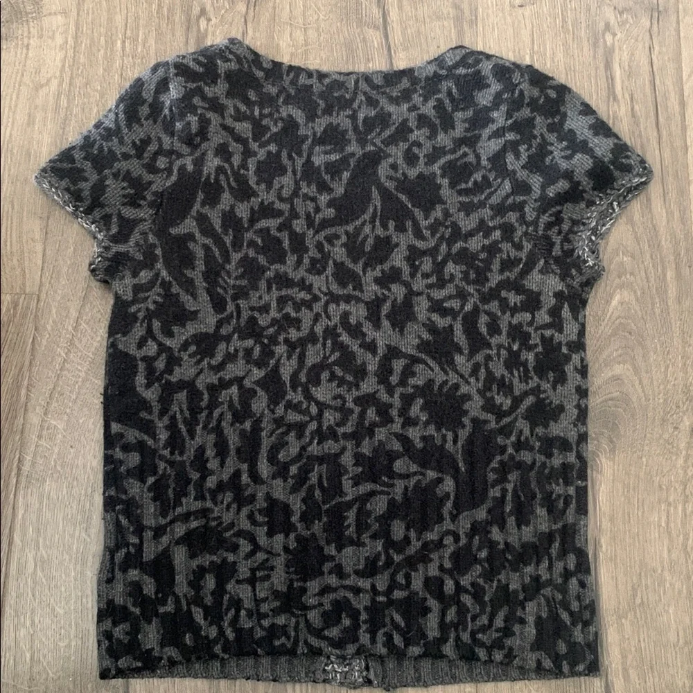 Free People Womens Cardigan Sweater Cropped Lambswool Rabbit Short Sleeve Sz M